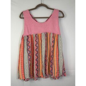 Unbranded Mixed Print Babydoll Tunic Top Womens XL Multicolor Geometric Strappy